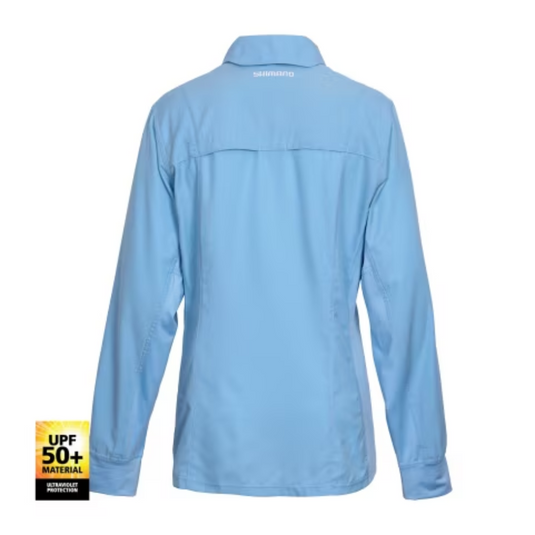 SHIMANO PRO STRETCH VENTED LADIES FISHING SHIRT UPF50+ [CLR:SKY BLUE SZ:8]