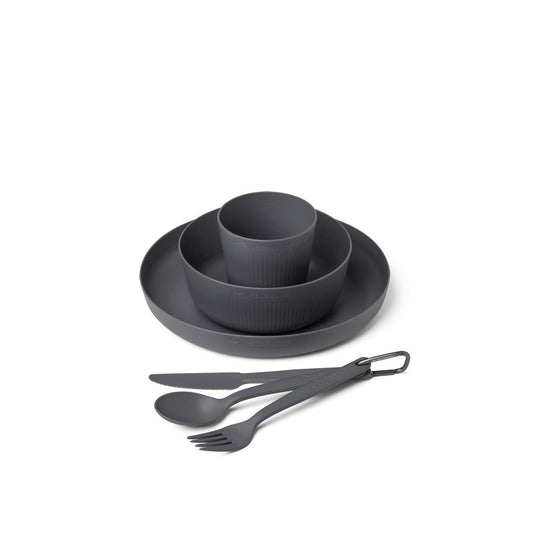 SEA TO SUMMIT CAMP DINNERWARE SET WITH MESH SACK 6 PIECES [CLR:CHARCOAL]