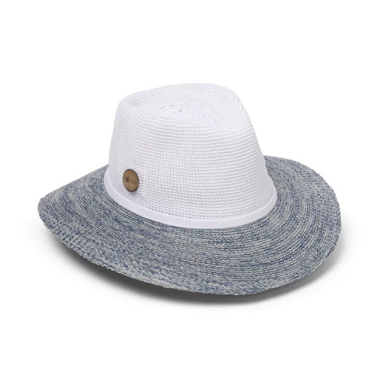 EVOKE ASTON FEDORA EV050 [CLR:WHITE/LT BLUE SZ:56CM SMALL/MEDIUM]