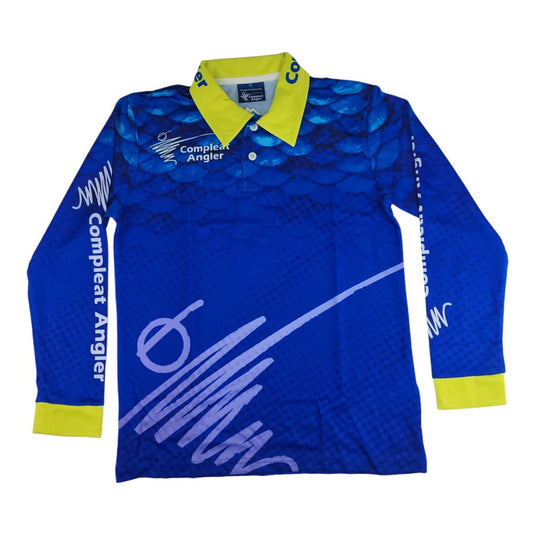 COMPLEAT ANGLER KIDS BUTTON TOURNAMENT SHIRT BLUE [SZ:10]