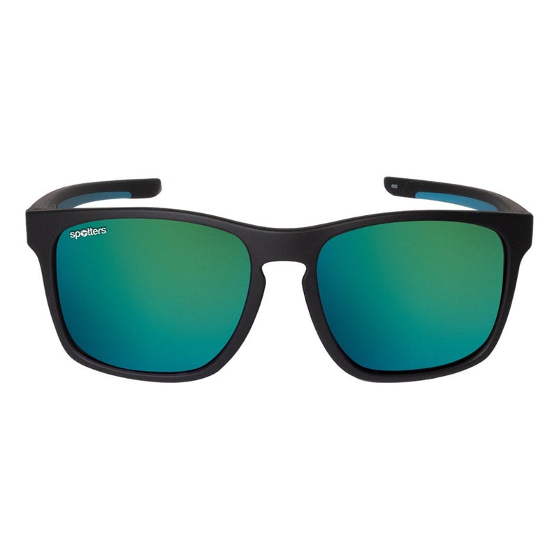 Load image into Gallery viewer, SPOTTERS SUNGLASSES KIDS DINGO MATT BLACK [LENS:GREEN MIRROR]
