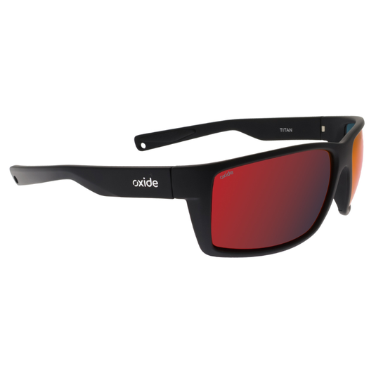 OXIDE EYEWEAR TITAN MATT BLACK [LENS:RED MIRROR]