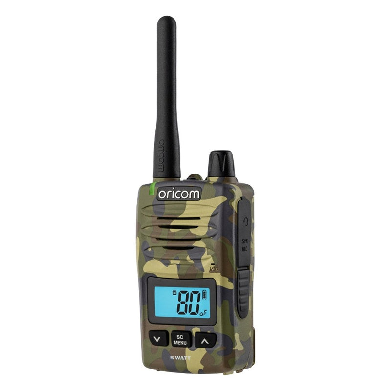 Load image into Gallery viewer, ORICOM DTX600 CAMO WATERPROOF IP67 5 WATT HANDHELD UHF CB RADIO
