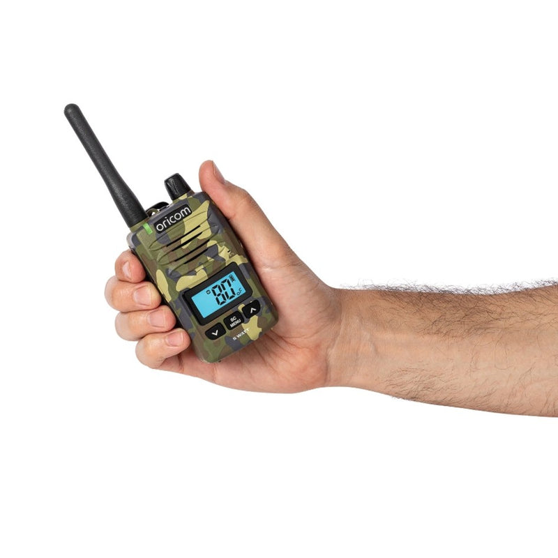 Load image into Gallery viewer, ORICOM DTX600 CAMO WATERPROOF IP67 5 WATT HANDHELD UHF CB RADIO
