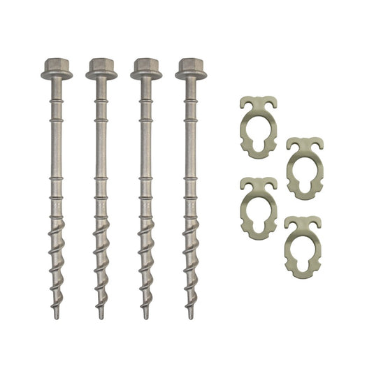 SUPEX MEDIUM ALLOY SCREW IN PEGS 4 PACK WITH GUY ROPE CLIP