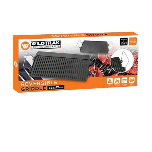 WILDTRAK REVERSIBLE GRIDDLE CAST IRON FOR 3 BURNER STOVE