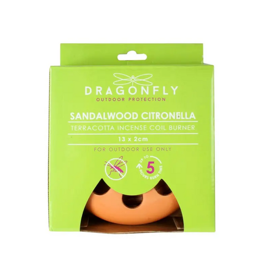 DRAGONFLY TERRACOTTA INCENSE COIL BURNER W 4 PCE COILS