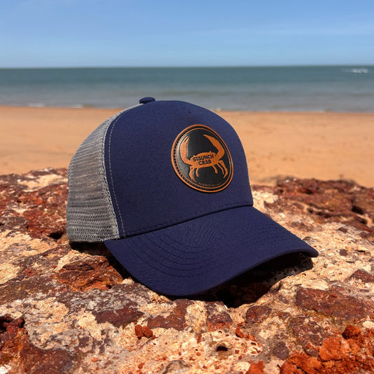 STAUNCH CRAB TRUCKER HAT NAVY & GREY WATER RESISTANT