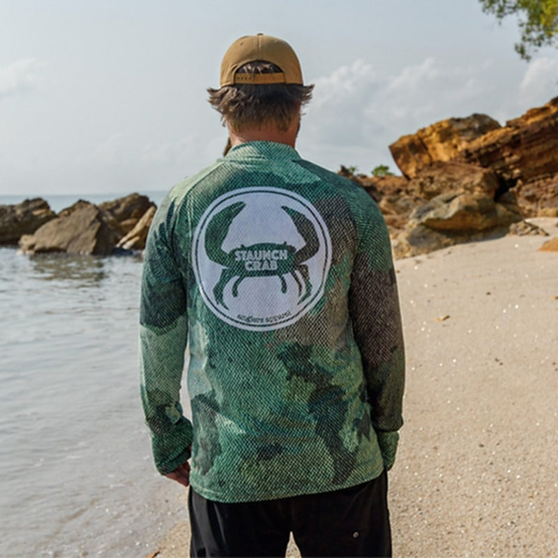 Load image into Gallery viewer, STAUNCH CRAB MENS SINIK GREEN UPF50+ LONG SLEEVE FISHING SHIRT [SZ:SMALL]
