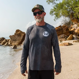 STAUNCH CRAB MENS SINIK BLACK UPF50+ LONG SLEEVE FISHING SHIRT [SZ:2X-LARGE]