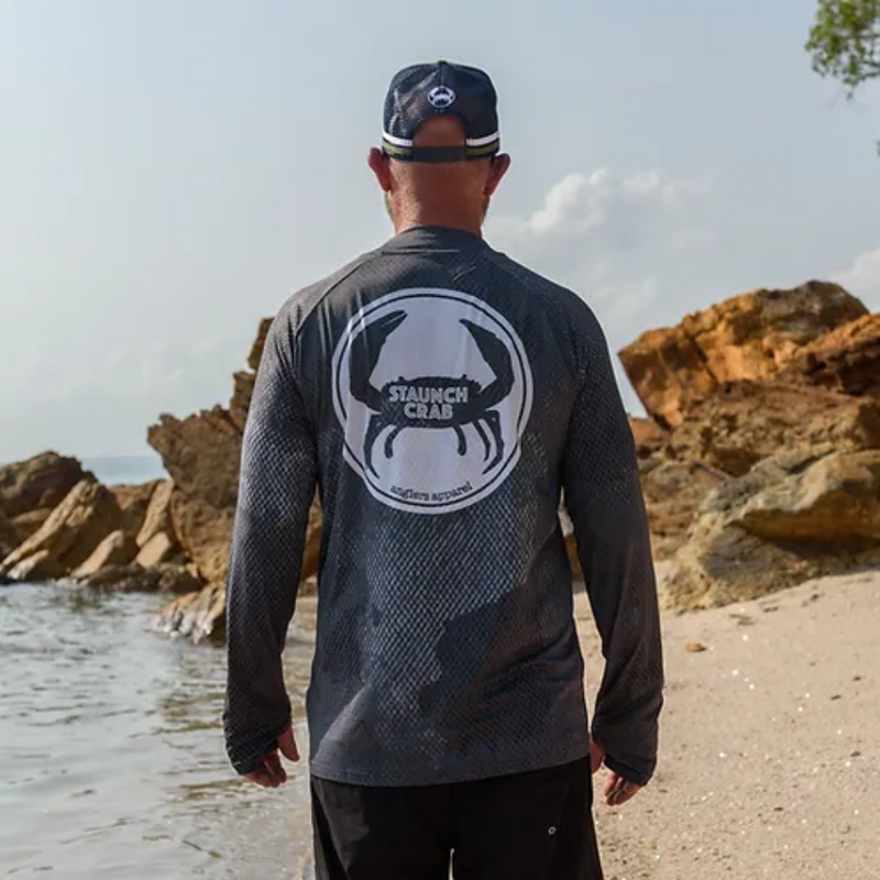 Load image into Gallery viewer, STAUNCH CRAB MENS SINIK BLACK UPF50+ LONG SLEEVE FISHING SHIRT [SZ:2X-LARGE]
