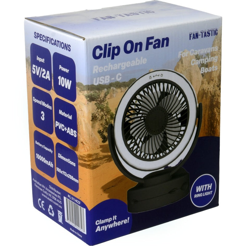 Load image into Gallery viewer, FANTASTIC 12V CLIP ON FAN PORTABLE RECHARGEABLE LITHIUM 

