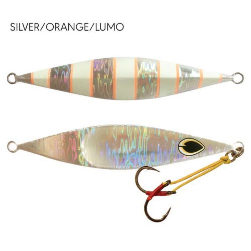 Load image into Gallery viewer, BLACK MAGIC FLIPPER JIG [SZ:150G CLR:SILVER/ORANGE/LUMO]
