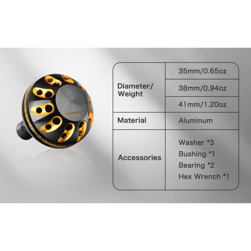 Load image into Gallery viewer, GOMEXUS ALUMINIUM POWER KNOB [SZ:41MM CLR:BLACK &amp; GOLD]
