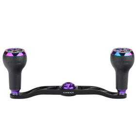 GOMEXUS 100MM ALUMINIUM BAITCAST HANDLE TPE 27MM [SZ:8X5 BLACK CLR:BLACK & PURPLE]