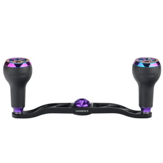 GOMEXUS 100MM ALUMINIUM BAITCAST HANDLE TPE 27MM [SZ:7X4 BLACK CLR:BLACK & PURPLE]