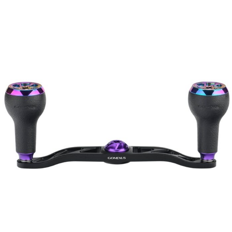 Load image into Gallery viewer, GOMEXUS 100MM ALUMINIUM BAITCAST HANDLE TPE 27MM [SZ:7X4 BLACK CLR:BLACK &amp; PURPLE]
