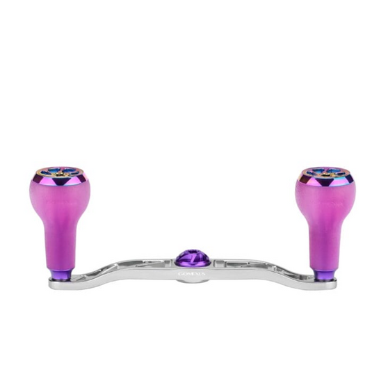 GOMEXUS 100MM ALUMINIUM BAITCAST HANDLE TPE 27MM [SZ:7X4 SILVER CLR:COLOUR CHANGE PURPLE/ PUR]