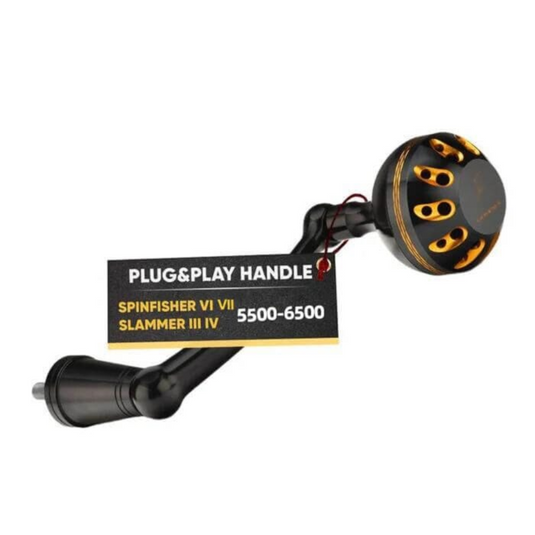 GOMEXUS 75MM ALUMINUM POWER HANDLE 41MM KNOB PENN [CLR:BLACK & GOLD]