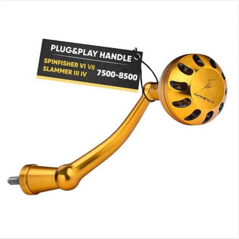 Load image into Gallery viewer, GOMEXUS 92MM ALUMINUM POWER HANDLE 45MM KNOB PENN [CLR:GOLD &amp; BLACK]
