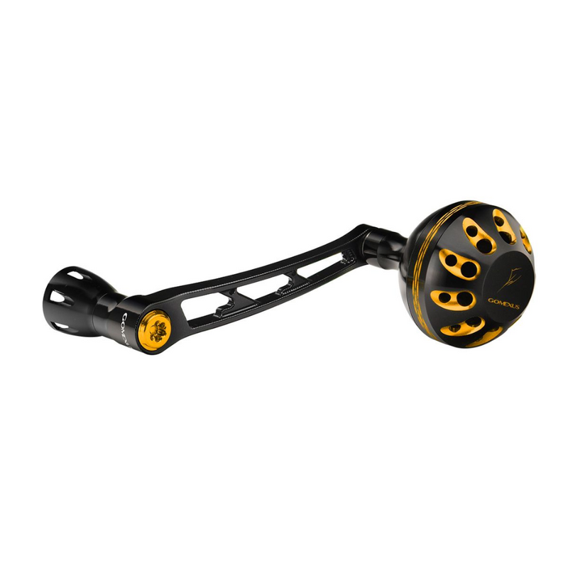 Load image into Gallery viewer, GOMEXUS 68MM ALUMINIUM POWER HANDLE 38MM KNOB DAIWA [CLR:BLACK &amp; GOLD]
